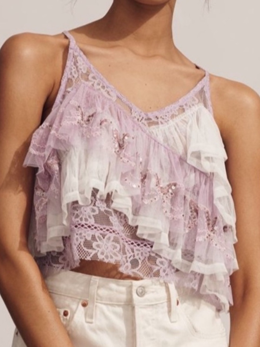 Free People Forever That Girl Ruffle Tank Top